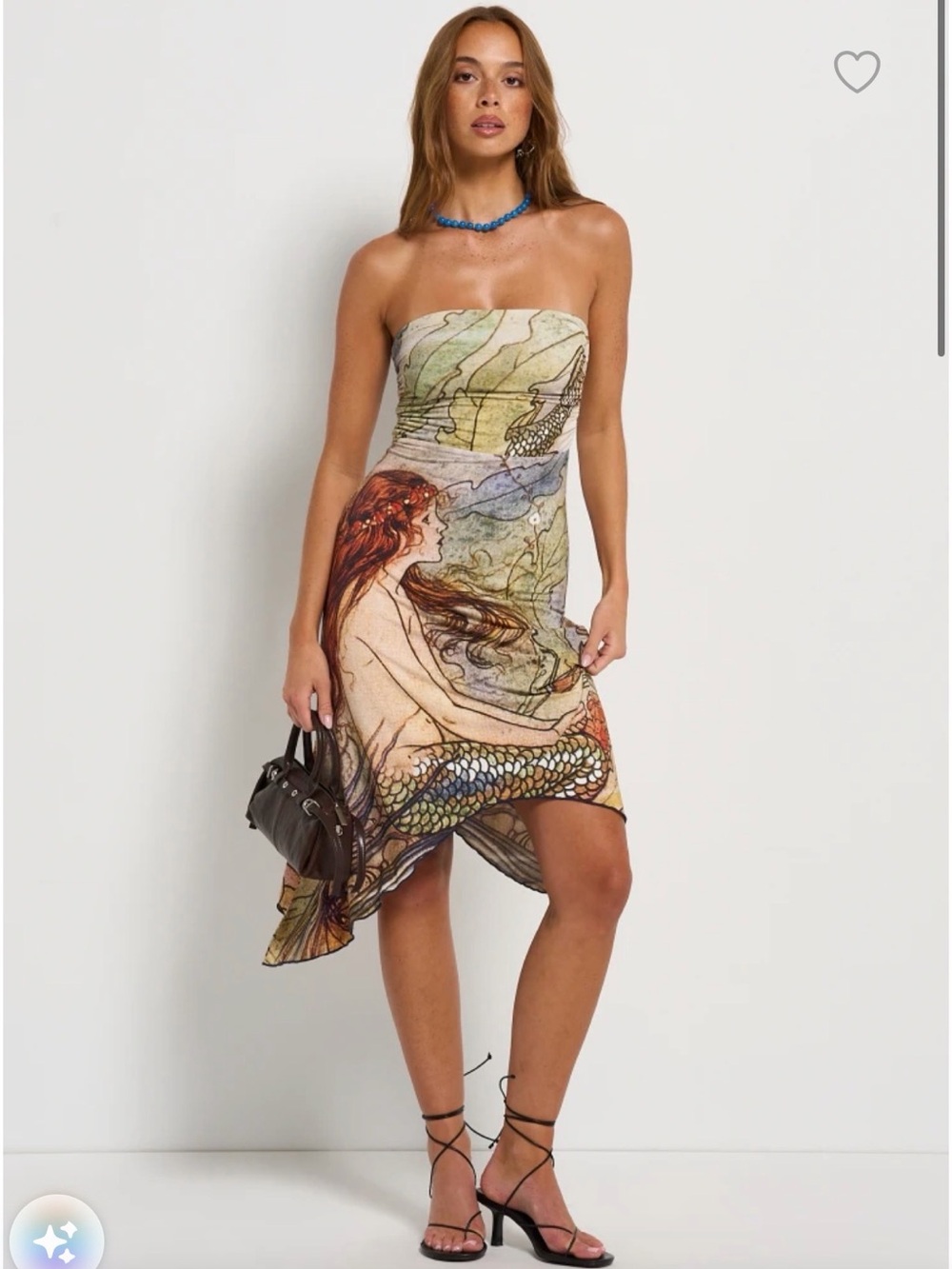 TYLER MCGILLIVARY Strapless Mermaid Print Midi Dress in Multi